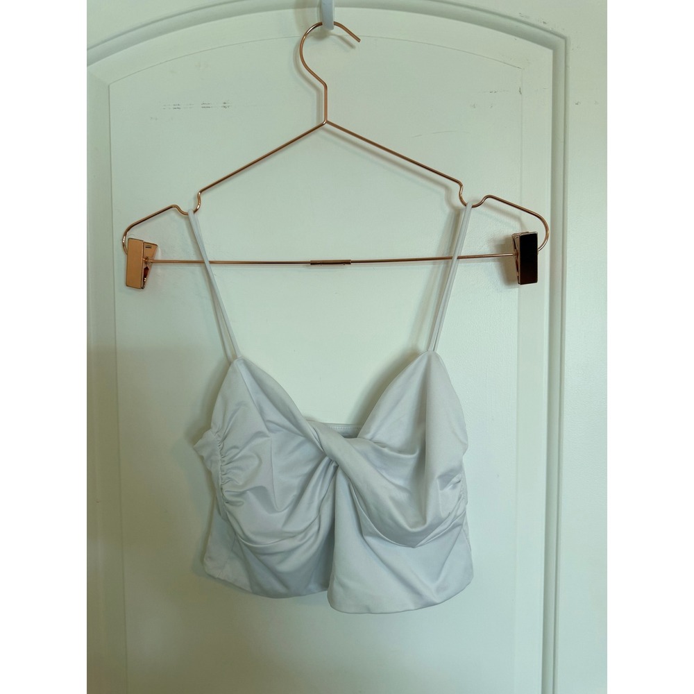 Lovers + Friends‎ Crop Top Womens Small White Twist Front Ruched Spaghetti Strap